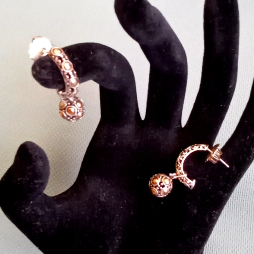 JOHN HARDY TWO-TONE JAISALMER DOT DROP EARRING'S - Picture 1 of 10
